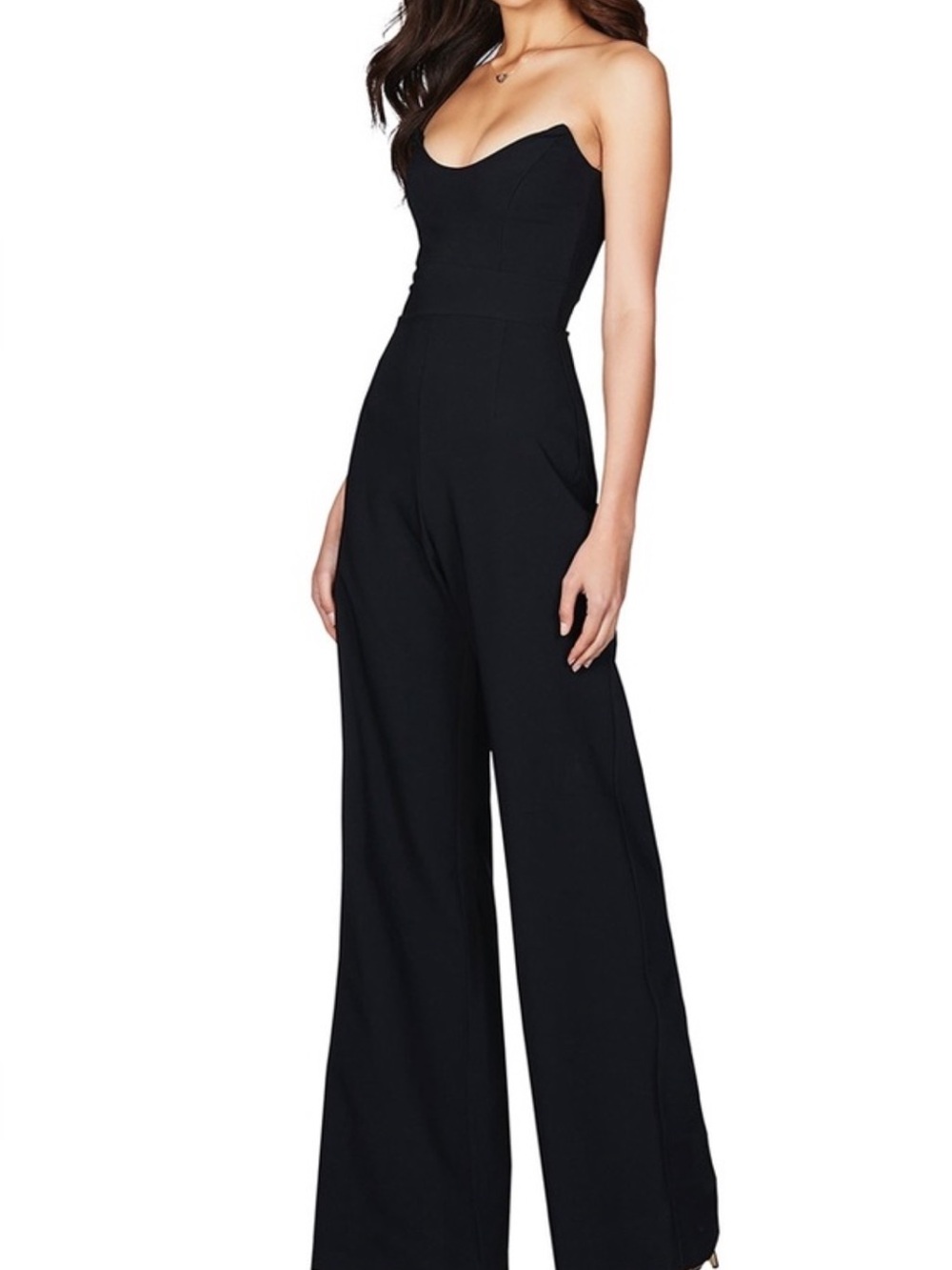 Nookie Strapless WIDE LEG “Diamond Jumpsuit” black Size Small NWOT